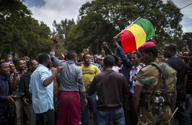 Manifestation dans les rues d’Addis-Abeba, le 17 septembre 2018, après les violences intercommunautaires qui ont fait 23 morts à l’ouest de la capitale.