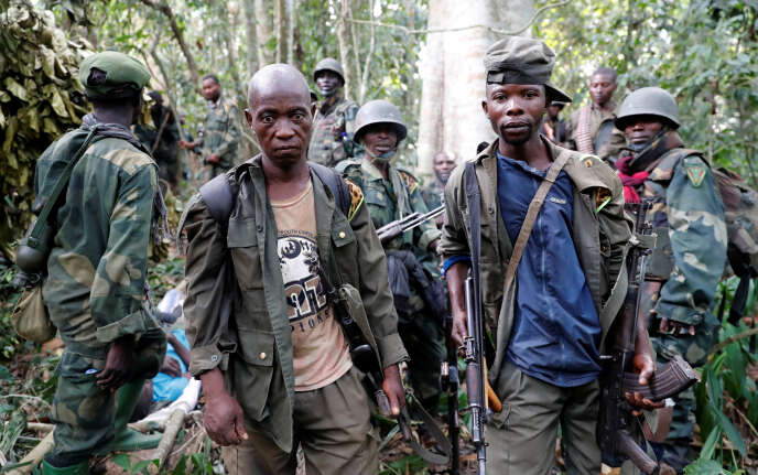 Des soldats congolais ont pris le contrôle d’un camp du groupe djihadiste des Forces démocratiques alliées (ADF), près de Kimbau, dans le Nord-Kivu, le 19 février 2018.