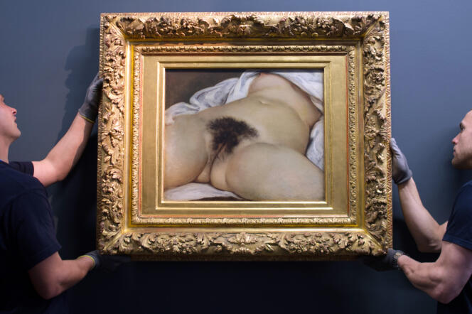 « L’Origine du monde », de Gustave Courbet, lors d’une exposition organisée à Ornans, en 2014.