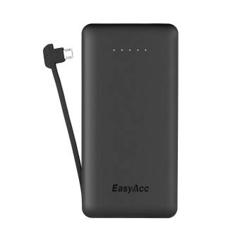 Une batterie plus fine, avec un seul câble intégré L’EasyAcc 6000mAh Ultra Slim avec câble intégré
