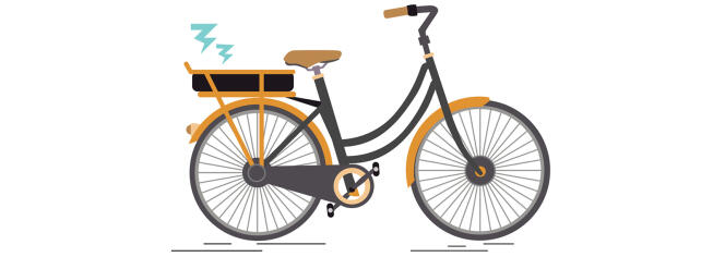 Un vélo à assistance électrique. Le VAE est cinq fois plus cher à l’achat (1 535 euros en moyenne) qu’un vélo standard.