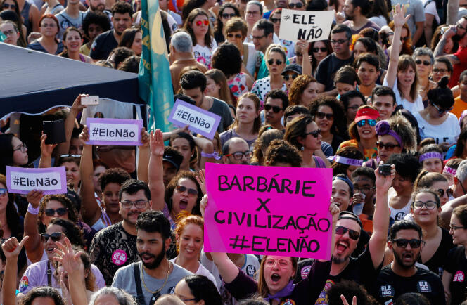 Le rassemblement contre Jair Bolsonaro, à Sao Paulo, le 29 septembre.