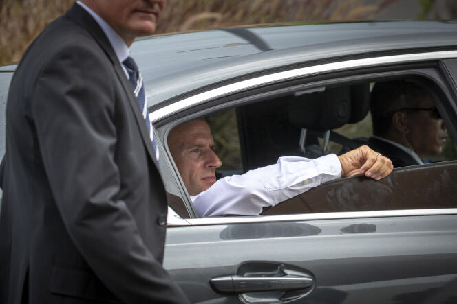 Emmanuel Macron, en visite aux Abymes (Guadeloupe), le 28 septembre.