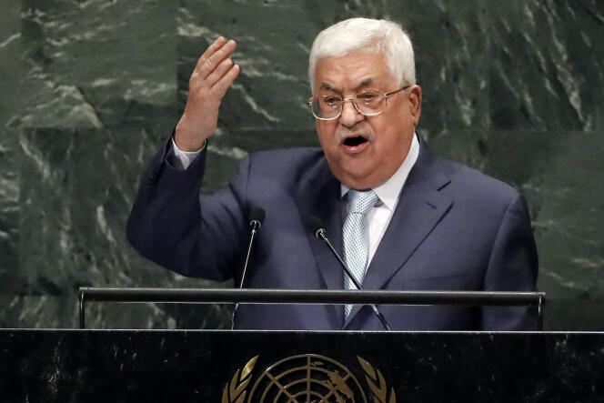 Le président Mahmoud Abbas, devant l’Assemblée générale des Nations unies, à New York, le 27 septembre.