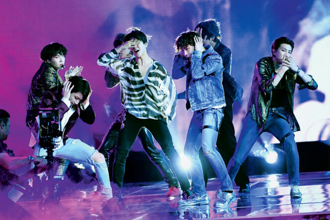 Le septuor sud-coréen BTS exprime aussi, dans ses morceaux, les affres de l’adolescence. Ici, aux Billboard Music Awards à Las Vegas, le 20 mai.