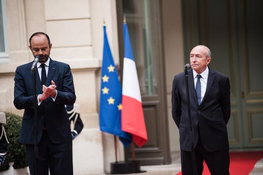 Lors de la passation de pouvoir entre Gérard Collomb et Edouard Philippe, mercredi 3 octobre 2018.