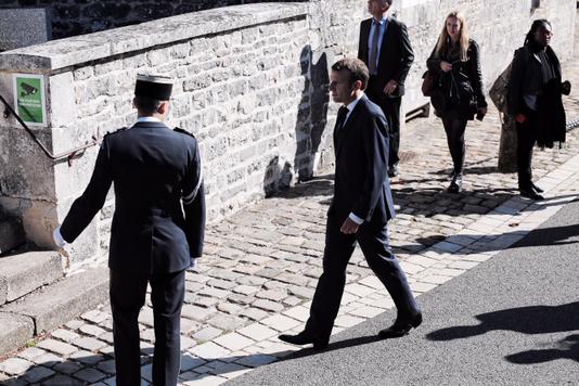 Emmanuel Macron, lors du 60e anniversaire de la Constitution, à Colombey-les-Deux-Eglises, jeudi 4 octobre.