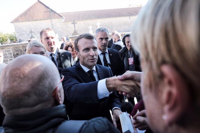 Emmanuel Macron, lors du 60ème anniversaire de la Constitution, à Colombey-les-Deux-Eglises, jeudi 4 octobre 2018.