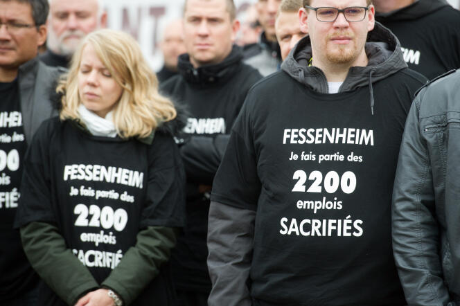 Manifestation contre la fermeture de la centrale de Fessenheim en 2015.