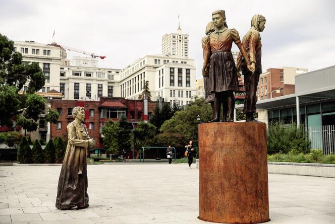 La statue rendant hommage aux esclaves sexuelles, de l’artiste Steven Whyte, à San Francisco (Californie), le 3 octobre.