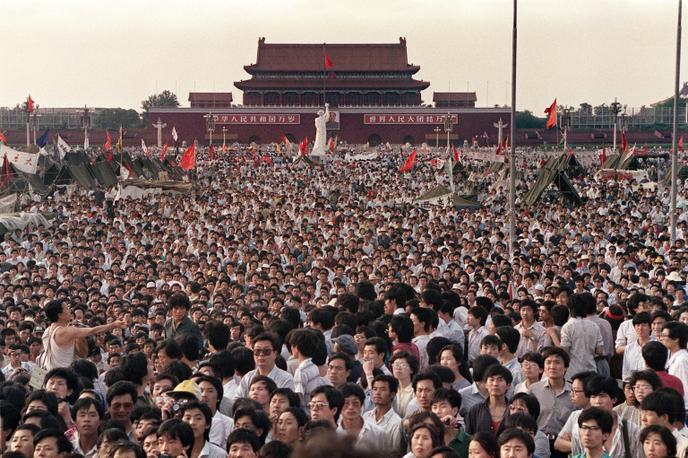 Manifestation sur la place Tiananmen, à Pékin, le 2 juin 1989.