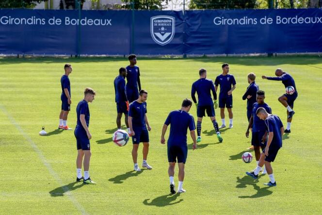 Lors d’un entraînement des joueurs de l’équipe des Girondins de Bordeaux, en août, au Haillan.