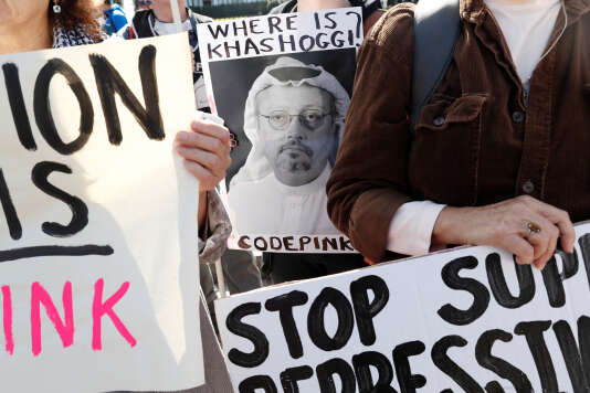 Manifestation pour exiger la vA(c)ritA(c) sur la disparition du journaliste saoudien Jamal Khashoggi, devant la Maison Blanche, le 19 octobre.