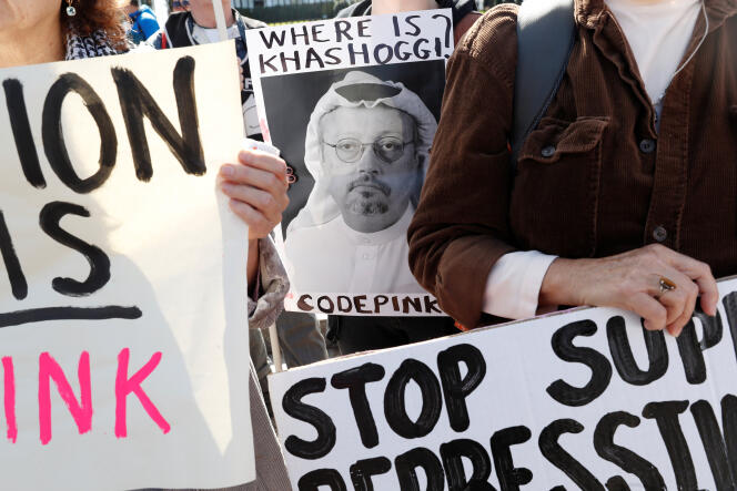 Manifestation pour exiger la vérité sur la disparition du journaliste saoudien Jamal Khashoggi, devant la Maison Blanche, le 19 octobre.
