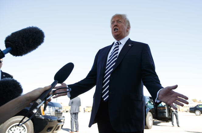 Le président Donald Trump s’adresse aux médias, après un meeting de campagne, à Elko, dans le Nevada, le 20 octobre.