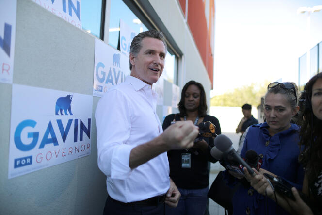 Gavin Newsom, candidat au poste de gouverneur de Californie, à Venice, quartier de Los Angeles, le 16 octobre.