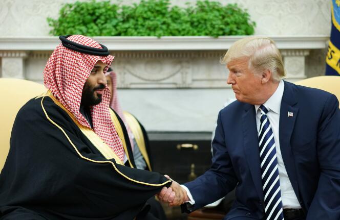 Le président des Etats-Unis, Donald Trump, et le prince héritier d’Arabie saoudite, Mohammed Ben Salman, à la Maison Blanche, à Washington, le 20 mars.