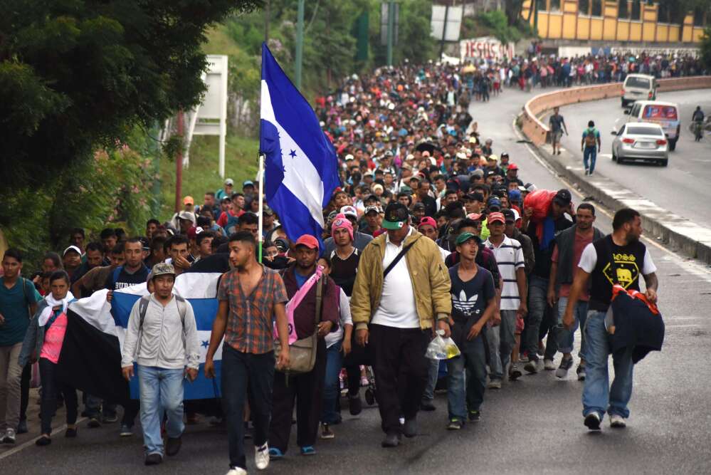 La caravane de migrants honduriens Ã  Chiquimula (Guatemala), le 17 octobre.