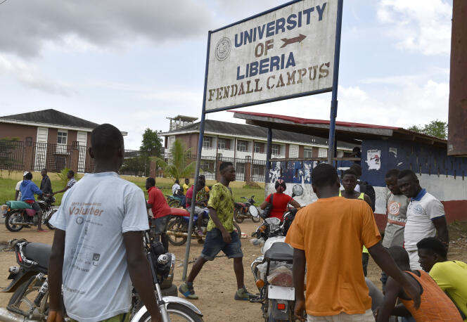 L’entrée du campus de Fendall de l’université du Liberia, près de Monrovia, en octobre 2017.