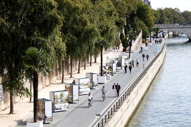 Les berges de la rive droite de la Seine au centre de Paris zone piétonnière depuis 2016.