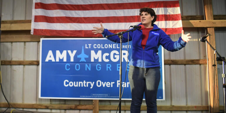 U.S. Democratic congressional candidate Amy McGrath speaks during a campaign event in Versailles, Kentucky, U.S. October, 18, 2018 REUTERS/Bryan Woolston