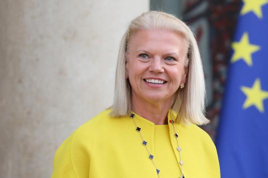 Virginia Rometty, PDG d’IBM, lors d’une visite à l’Elysée le 23 mai à l’occasion du sommet « Tech for Good ».