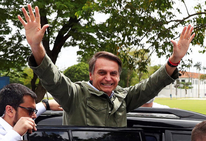 Jair Bolsonaro, à Rio de Janeiro, le 28 octobre, jour du second tour de l’élection présidentielle qu’il a remportée.