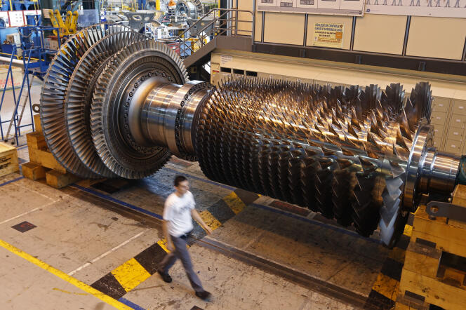 Turbine à gaz en construction à l’usine General Electric de Belfort, en 2014.