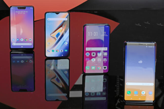A selection of Android smartphones.