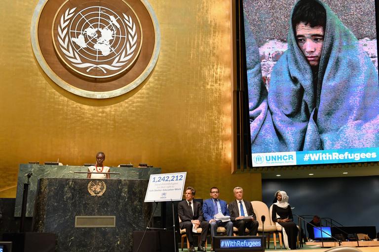 Alek Wek, d’origine soudanaise et ambassadrice de bonne volonté du Haut-Commissariat des Nations unies pour les réfugiés, à l’ONU, à New York, le 16 septembre 2016.