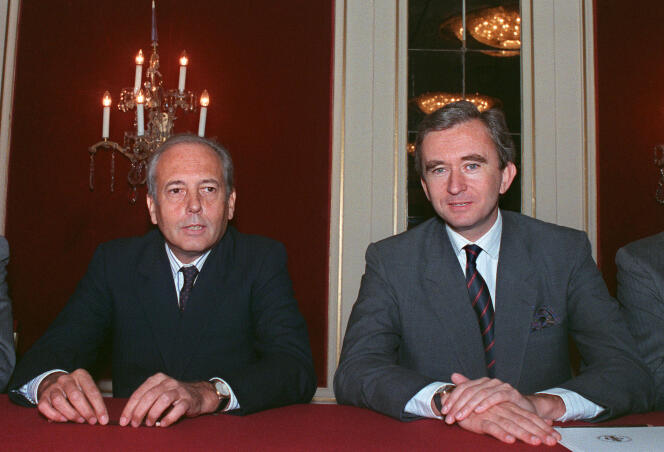 Alain Chevalier (à gauche) et Bernard Arnault, le 22 septembre 1988.