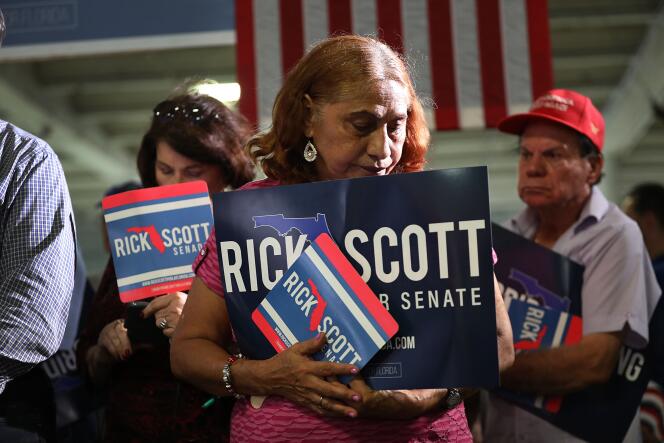 Meeting de campagne du gouverneur républicain sortant et candidat au sénat Rick Scott à Hialeah, en Floride, le 5 novembre.