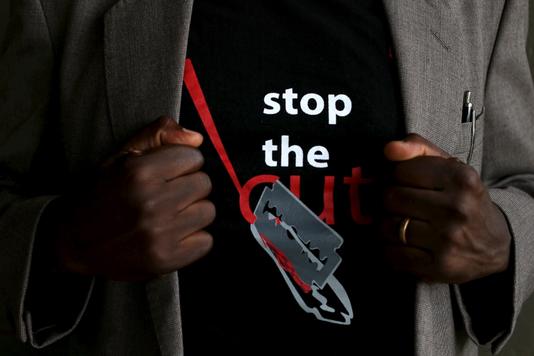SIEGFRIED MODOLA / REUTERS Campaign against female circumcision at the Imbirikani Girls' College, Kenya, in April 2016.