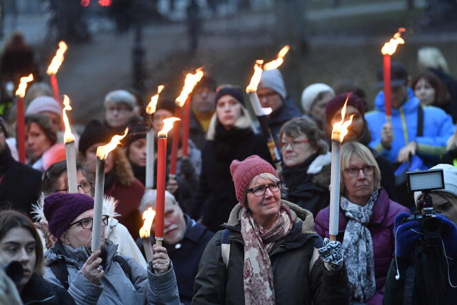 Rassemblement pour les femmes victimes d’agressions sexuelles, à Stockholm, le 14 janvier.