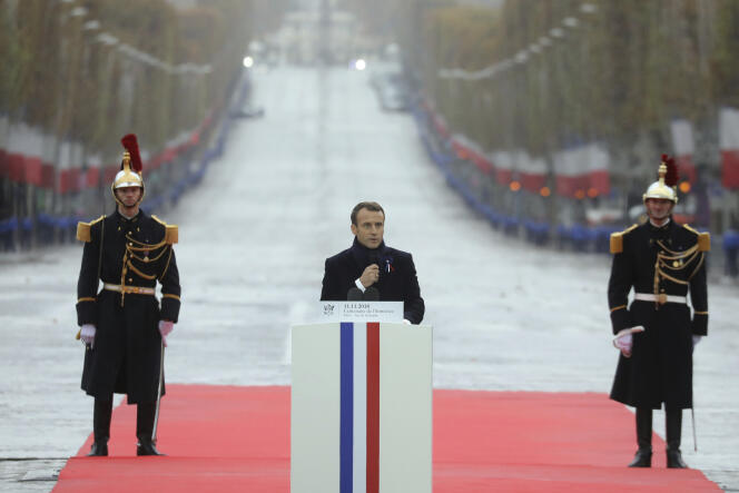 Emmanuel Macron lors de la commémoration de l’armistice, le 11 novembre 2018.