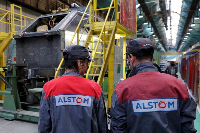 Dans l’usine TGV d’Alstom à Belfort, le 26 octobre 2017.