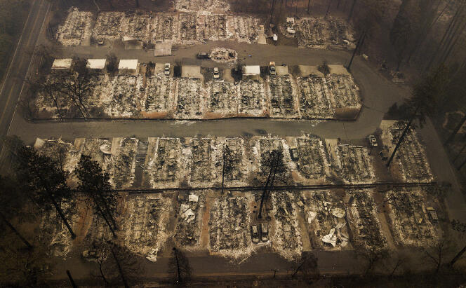 Vue aérienne de la ville de Paradise, détruite par les flammes de « Camp Fire », le 15 novembre.
