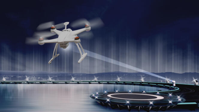 L’alimentation électrique du drone est réalisée en braquant sur lui un faisceau laser.