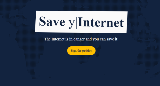 Capture d’écran du site Savetheinternet.info, qui émane d’un groupe de militants pour la liberté du Web.