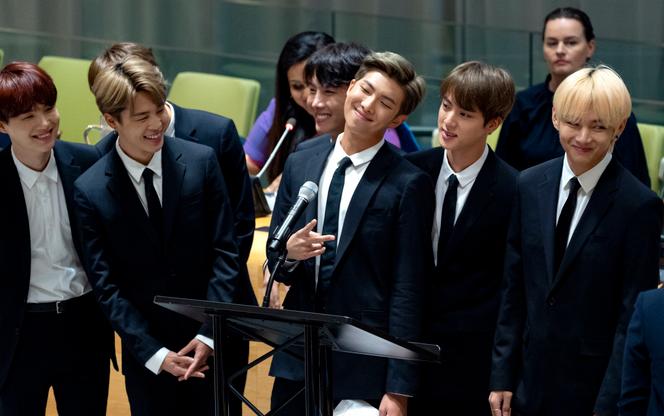 Le groupe sud-coréen de K-pop, BTS, au siège des Nations Unies, à New York, le 24 septembre 2018.