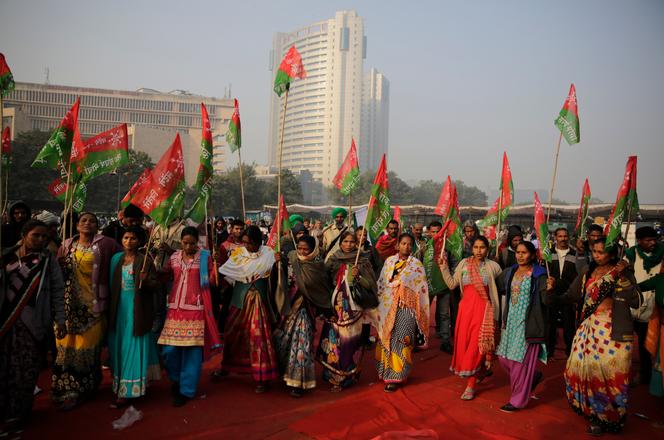 De nombreuses femmes étaient présentes dans le cortège des paysans du 30 novembre à New Delhi.