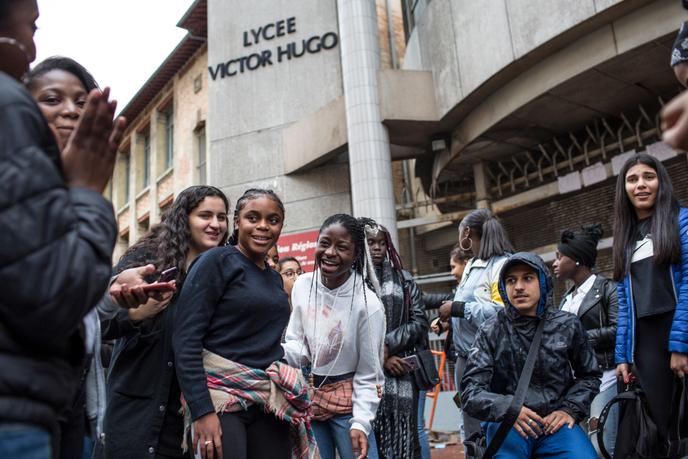 Frente a la escuela secundaria Victor-Hugo, cerca de la estación de Saint-Charles en Marsella, el 3 de diciembre.