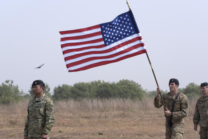 Des soldats américains lors de l’inauguration de la base militaire de Thiès, au Sénégal, en février 2016.