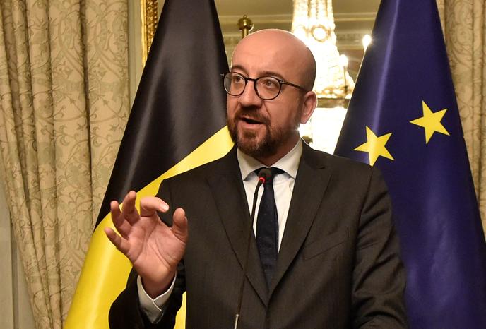El primer ministro belga, Charles Michel, celebra una conferencia de prensa en Bruselas, Bélgica, el 8 de diciembre.