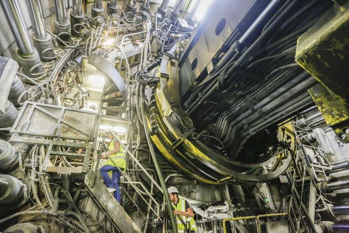 Le chantier du TGV Lyon-Turin, à Saint-Martin-de-la-Porte, en Savoie, en août.