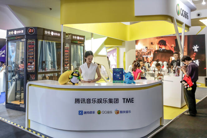 Un stand de Tencent Music Entertainment à Pékin, en mai 2017.