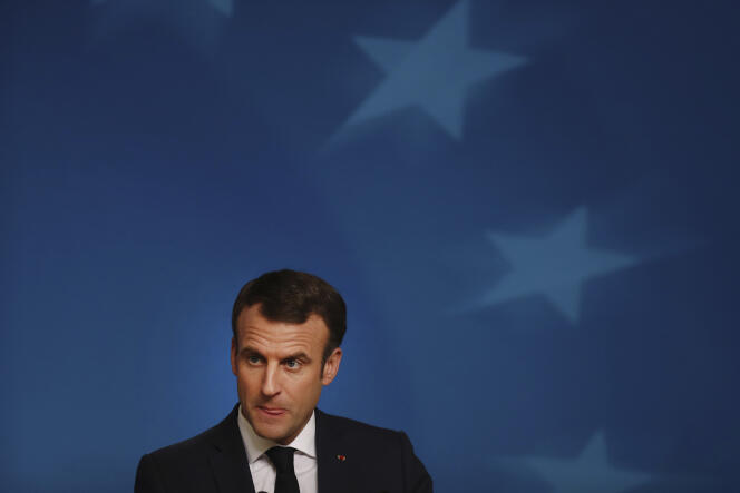 Emmanuel Macron, lors d’une conférence de presse à Bruxelles, le 14 décembre.