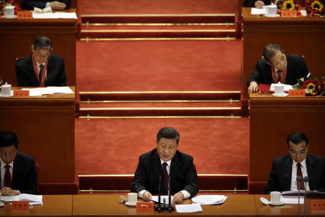 Le président chinois Xi Jinping lors du discours commémorant les quarante ans de la réforme économique et de l’ouverture du pays, le 18 décembre, au Palais de l’assemblée du peuple, à Pékin.