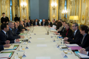 Réunion à l’Elysée avec les représentants du secteur des assurances, à Paris, le 18 décembre 2018. 
