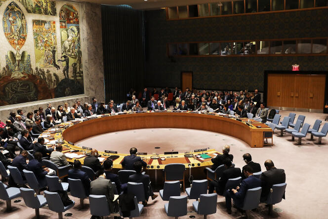 Le Conseil de sécurité de l’ONU, à New York, en mars 2018.